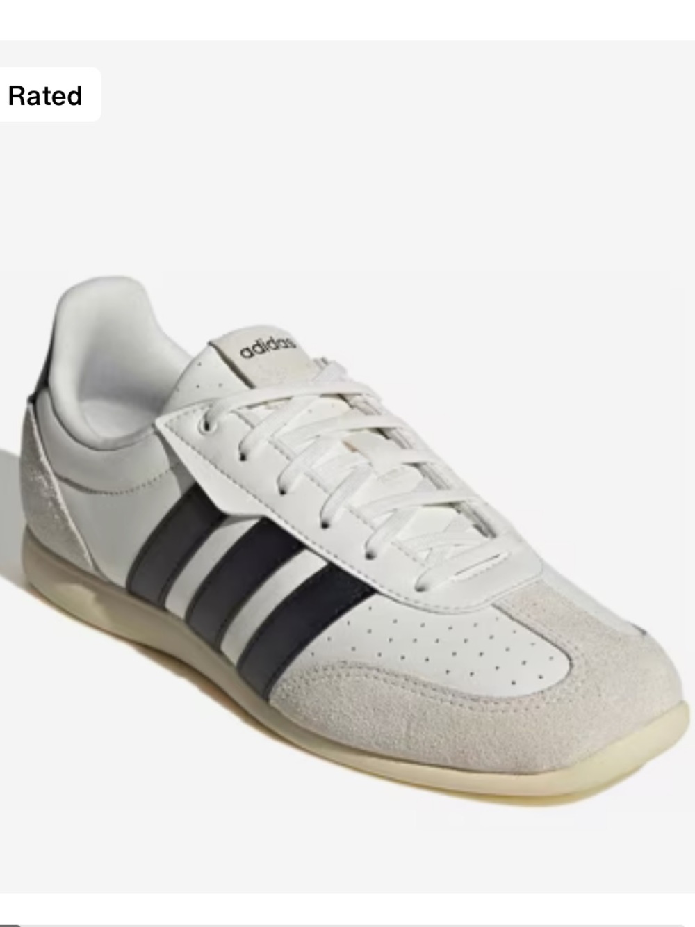 adidas Women's Barreda Lo Sneaker in White with Black Stripes